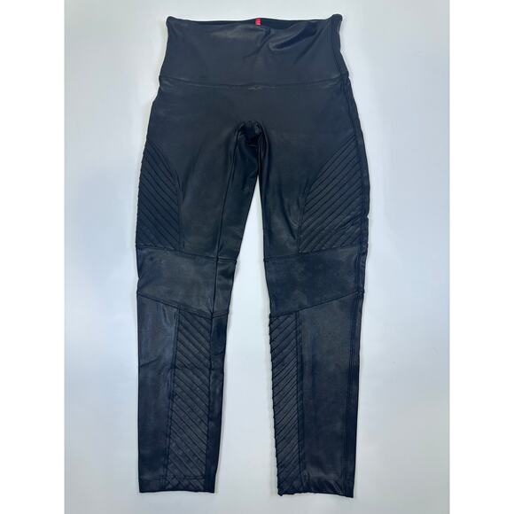 Spanx Faux Leather Moto Leggings Black Size XL - Picture 1 of 6